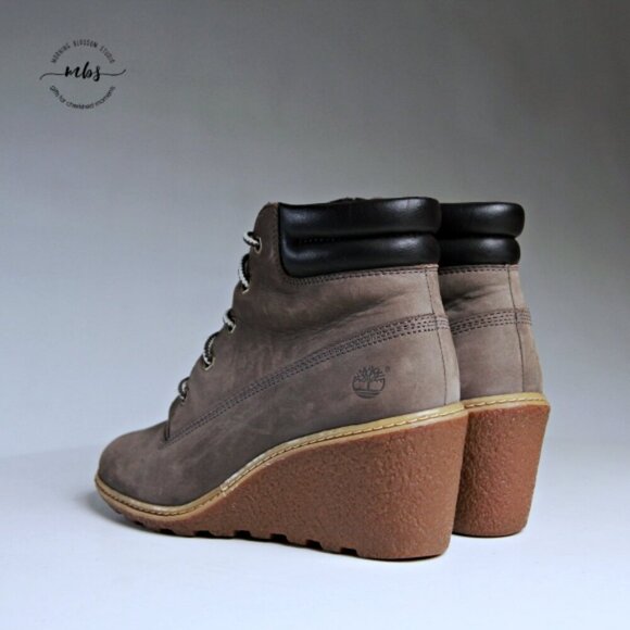 EUC Timberland Earthkeepers Amston Wedge Ankle Boots Gray Black Women 7 - Picture 9 of 13